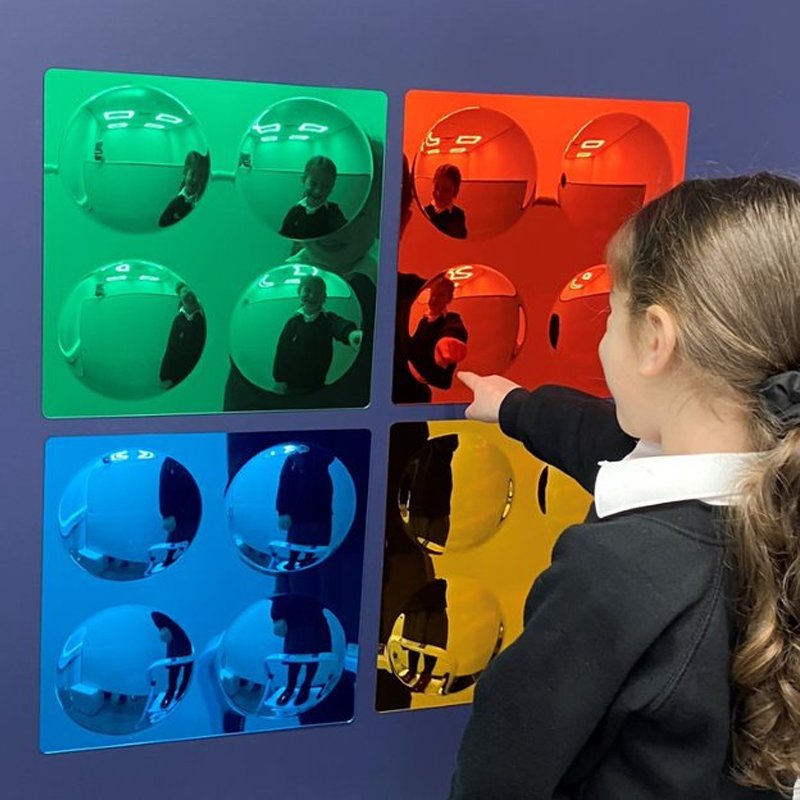 Coloured 4 Bubble Convex Mirror, Pack of 4