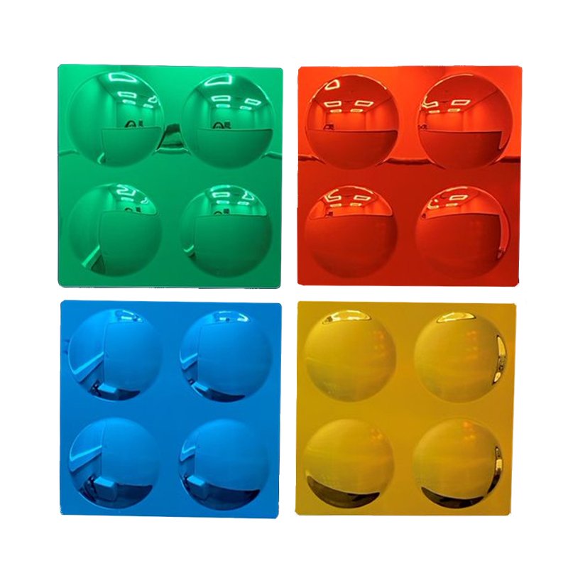 Coloured 4 Bubble Convex Mirror, Pack of 4