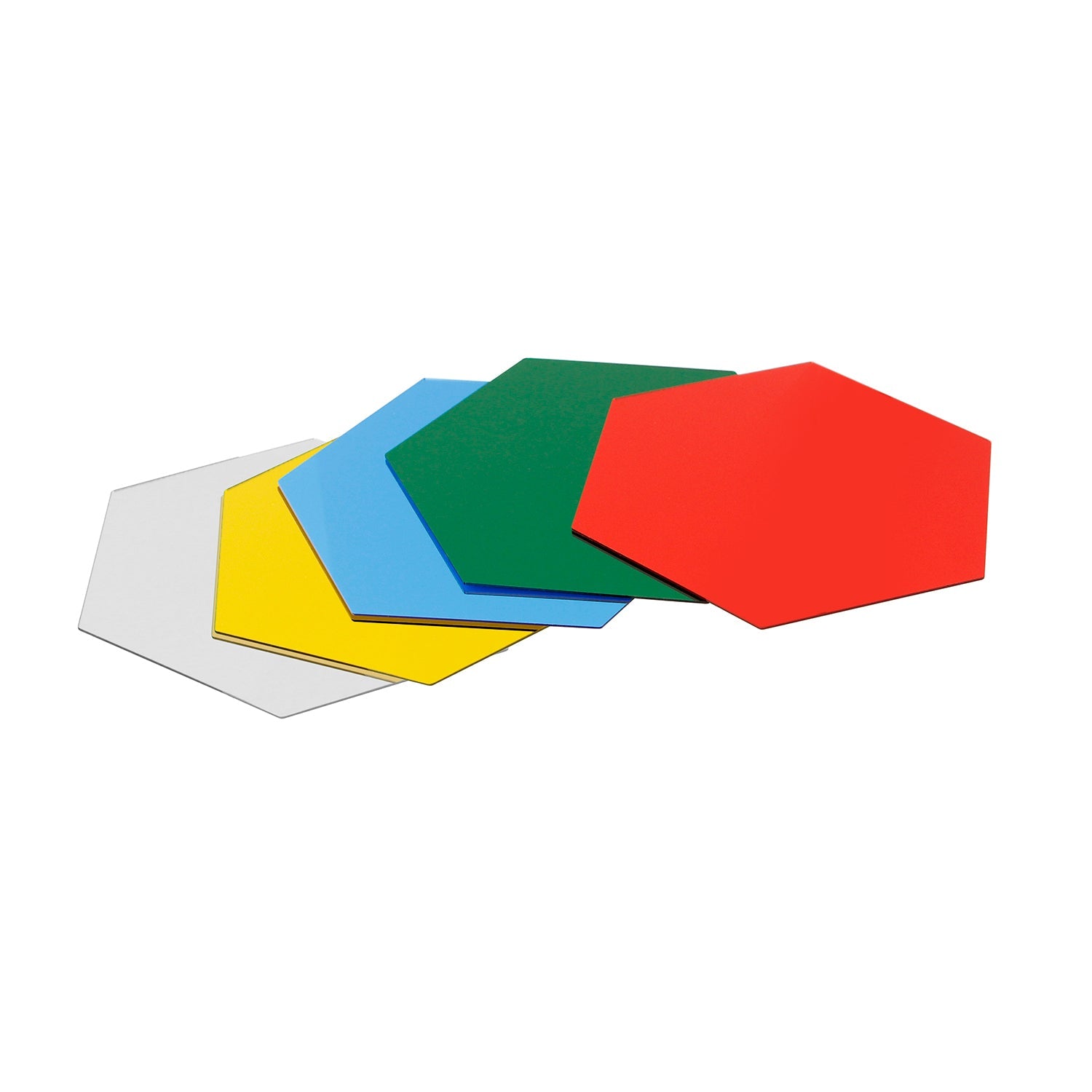 Coloured Hexagon Mirror, Pack of 5